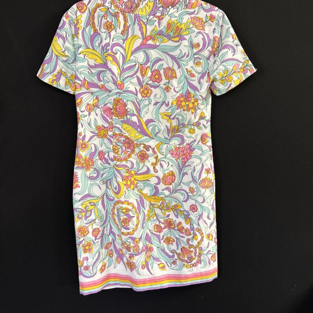 Trina Turk Pastel Floral Print shift Dress Size 4 Vintage Inspired Zip Front - Picture 3 of 8